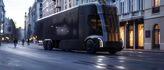 Naklejka premium A courier transporting cargo in a sleek European delivery truck
