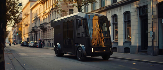 A courier transporting cargo in a sleek European delivery truck