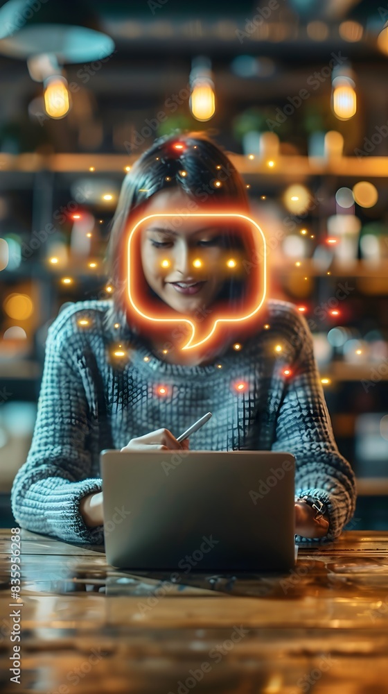 Poster creative customer service chat assisting online shoppers with queries in e commerce business setting