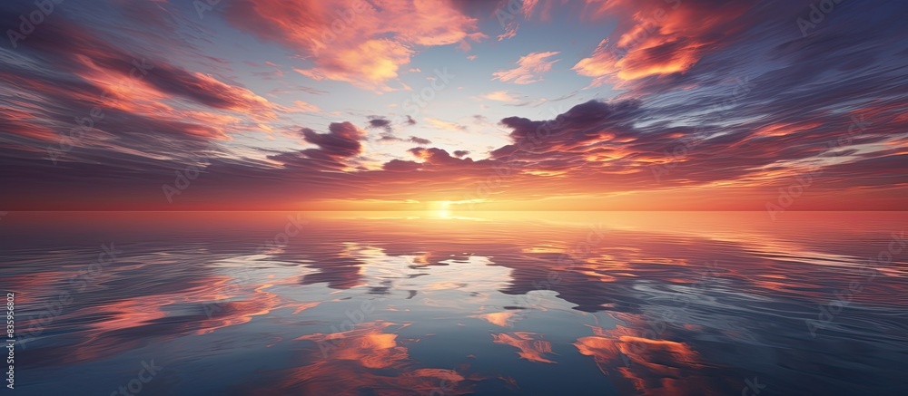 Aufkleber image of sunset and cloudy sky and rough sea. creative banner. copyspace image