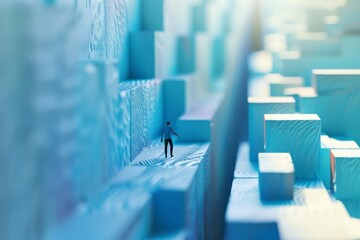 Fototapeta premium An abstract representation of overcoming obstacles to achieve business goals