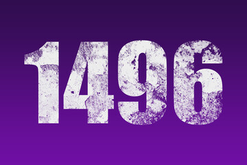 flat white grunge number of 1496 on purple background.