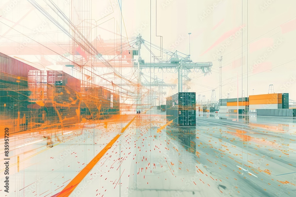 Aufkleber an abstract representation of the efficiency and flow of logistics operations