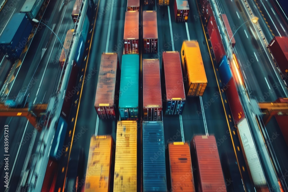 Poster an abstract representation of the efficiency and flow of logistics operations