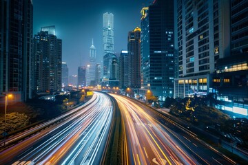 Fototapeta premium Create a futuristic cityscape that represents progress and the triumph of human ingenuity