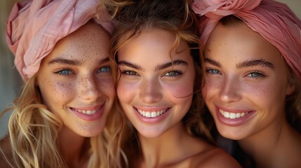 beauty smile and happy portrait of women with natural cosmetics healthy skincare glow or luxury self care .stock illustration