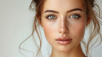 Fototapeta premium beautiful face of young woman with healthy clean skin .stock illustration