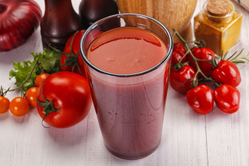 Fresh Tomato juice in the glass