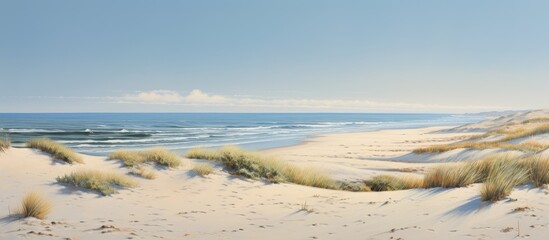 Beach and seascapes with water and dunes. Creative banner. Copyspace image