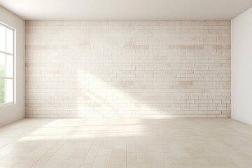 Empty room with white brick wall.