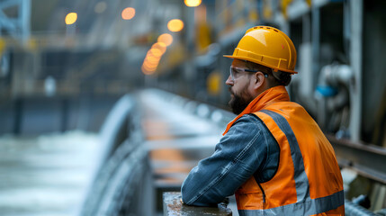 Engineer s Profile: Photo Realistic Fusion with Hydroelectric Dam Symbol   Embodying Sustainable Engineering and Renewable Energy Solutions. Ideal for Tech and Environmental Ads. 
