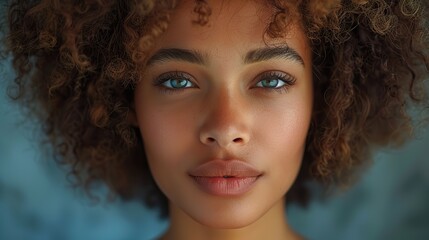 Fototapeta premium portrait of a lovely mixed young woman with afro hair. stock image