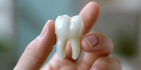 Hand of Skilled Dentist Holding Tooth Emblem of Professional, High-Quality Dental Care Services