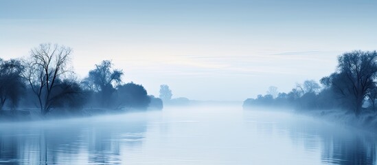 Fototapeta premium Calm blue river. Creative banner. Copyspace image