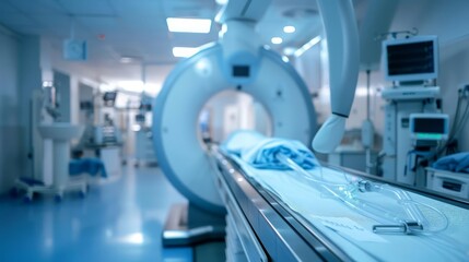 Obraz premium Xray machine in a hospital setting, showcasing advanced medical imaging technology