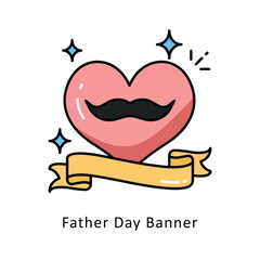Father Day Banner Vector Filled  outline Design illustration. Symbol on White background EPS 10 File