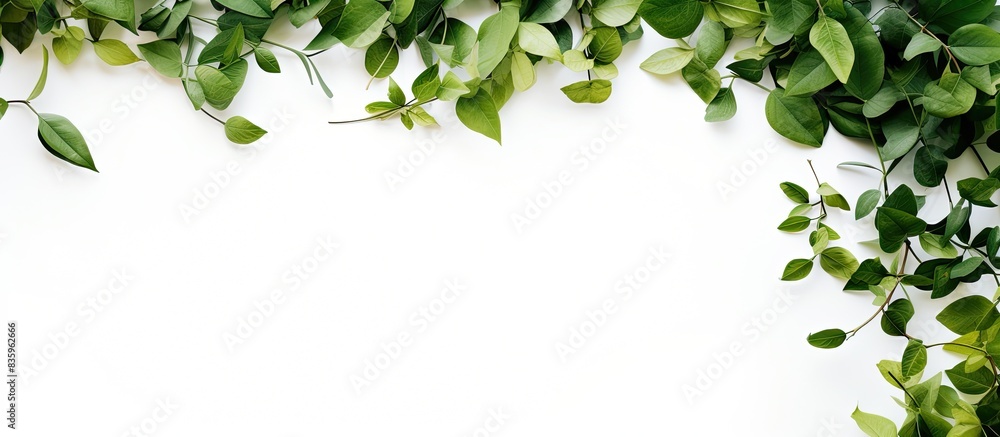 Aufkleber green leaves and branches on white background for abstract texture environment nature love earth con