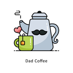 Dad Coffee Vector Filled  outline Design illustration. Symbol on White background EPS 10 File