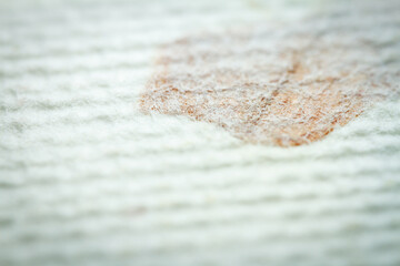 Extreme closeup of white handmade paper with dried plants