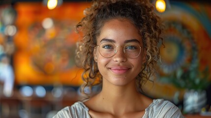 portrait of a smiling businesswoman on orange background .stock illustration