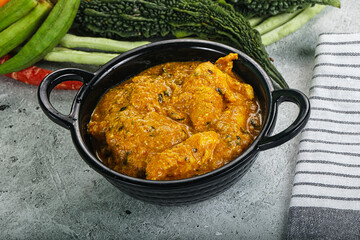 Spicy chicken masala in the bowl