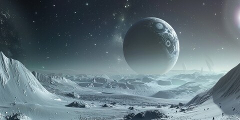 Alien Planet with Icy Landscape