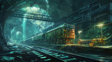 Underground Cargo Port: A Futuristic Transportation Background