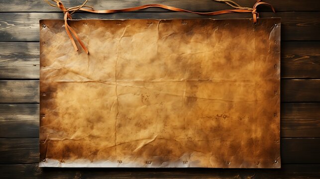 Aged parchment paper with creases and folds, reminiscent of antique manuscripts, ideal for vintage-inspired designs or nostalgic themes. Painting Illustration style, Minimal and Simple,