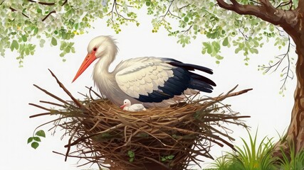 Fototapeta premium storks in the nest