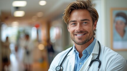 Fototapeta premium portrait of a smiling professional doctor in hospital .hight relustion