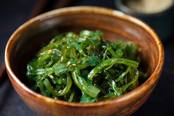 Wakame salad served in bowl