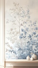 Render a scene with delicate and minimal floral patterns in watercolor