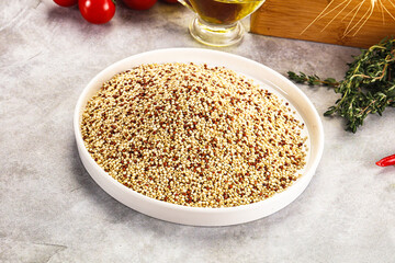 Raw dry quinoa seeds cereal