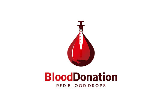 Vector illustration of injection and blood drop logo design, blood donation icon symbol