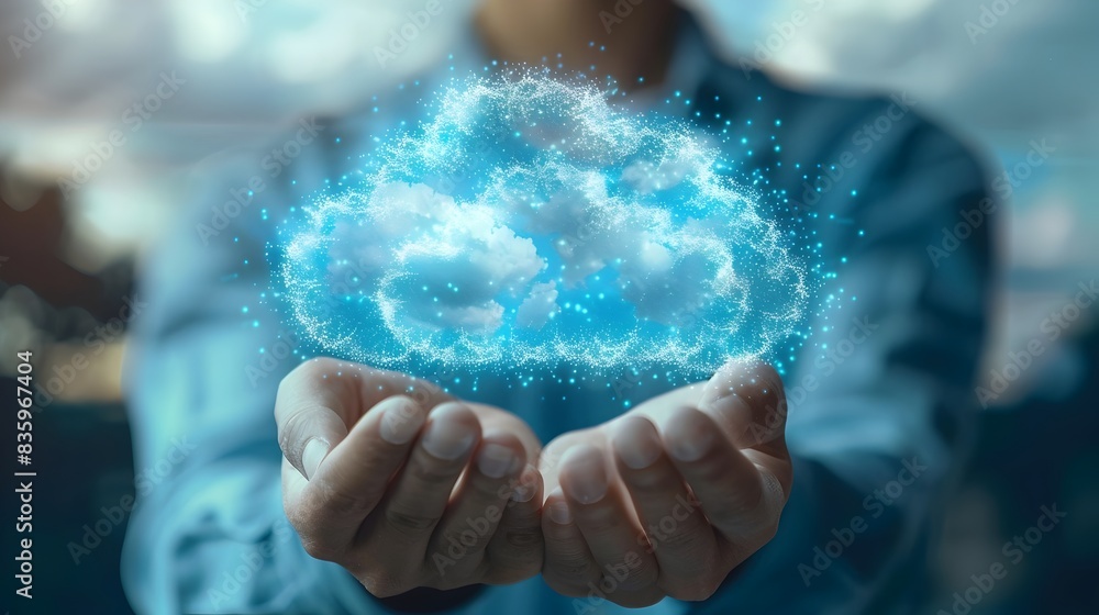 Poster cloud storage solutions showcased at business efficiency expo technology networking and digital comm