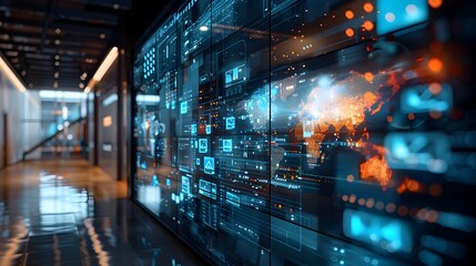 Futuristic Tech Driven Customer Experience Center Showcasing Enterprise Digital Solutions and Business Networking