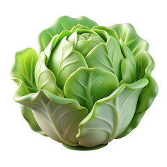 Obraz premium Iceberg lettuce Vegetable Hyperrealistic Highly Detailed Isolated On Plain White Background