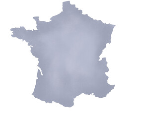France Map illustration in gray color. Graphic design element for travel, geography, educational material. Png file, clip art, cut file