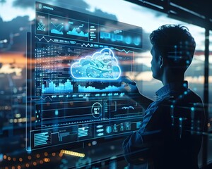 Sports analyst utilizing cloud based data and real time analytics to enhance team performance and strategy