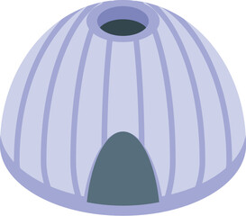 Colorful cartoon igloo illustration in a traditional inuit style with vector graphic design, isolated on a snowy background, perfect for children's winterthemed animation and educational concepts