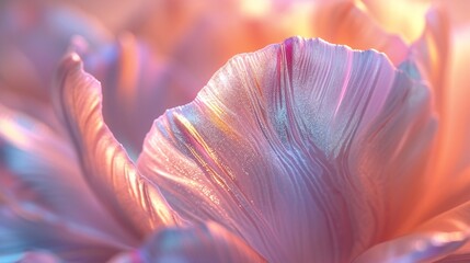 Glacial Gleam: Extreme macro capture showcasing the enchanting shimmer of frozen tulip petals.