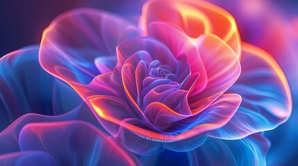 Fototapeta premium Glow in Motion: Tulip's extreme macro with wavy and circular petals, vibrant neon edges.