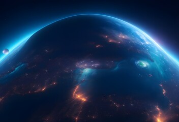 Obraz premium Panoramic view on planet Earth globe from space glowing beautiful pic 