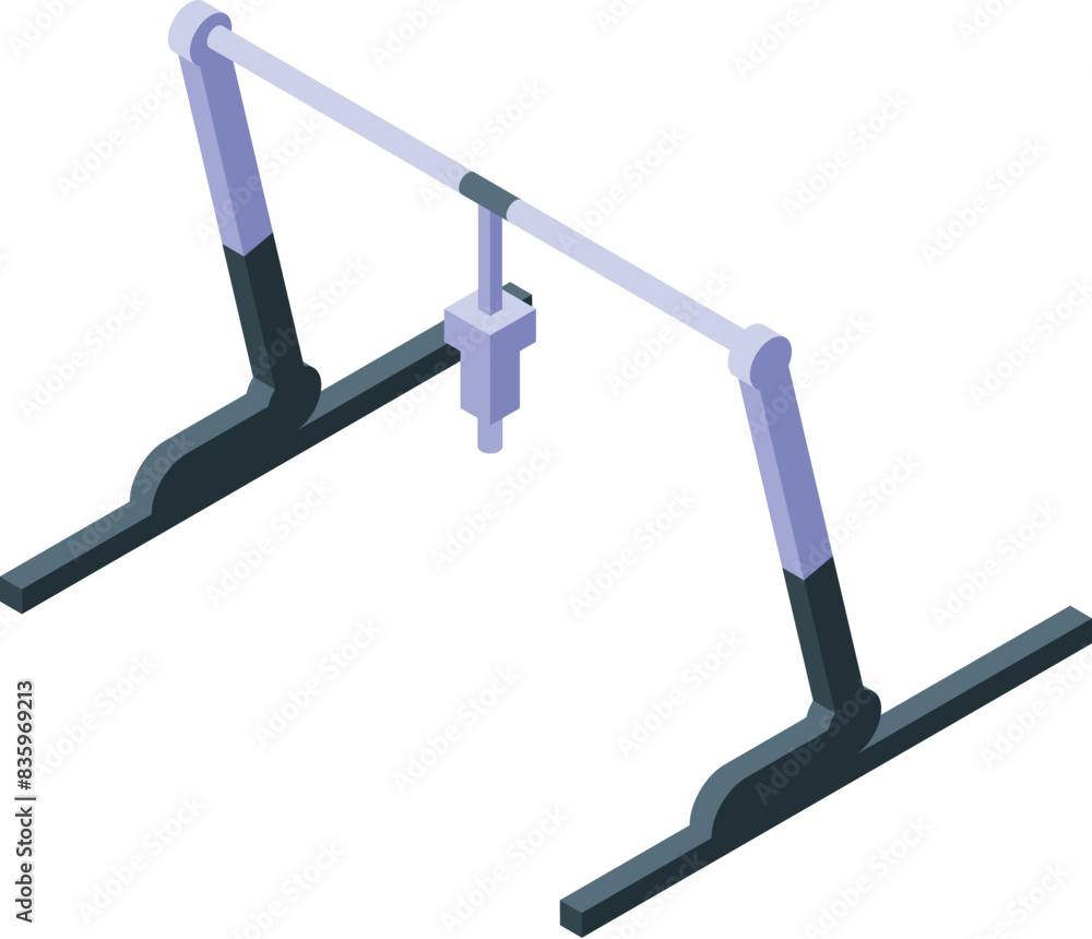Poster detailed vector graphic of a 3d printer's mechanical frame in an isometric perspective