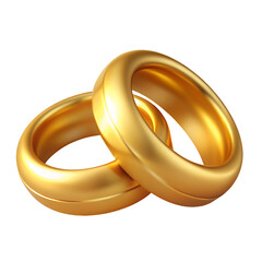 Gold wedding rings Hyperrealistic Highly Detailed Isolated On Transparent Background Png File