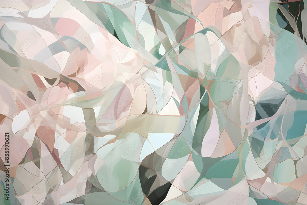 Poster abstract background of overlapping and interweaving pastel ribbons. generative ai