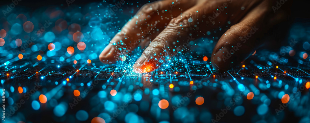 Poster business tech leader unlocking virtual identity credentials, cyber security login verification scree