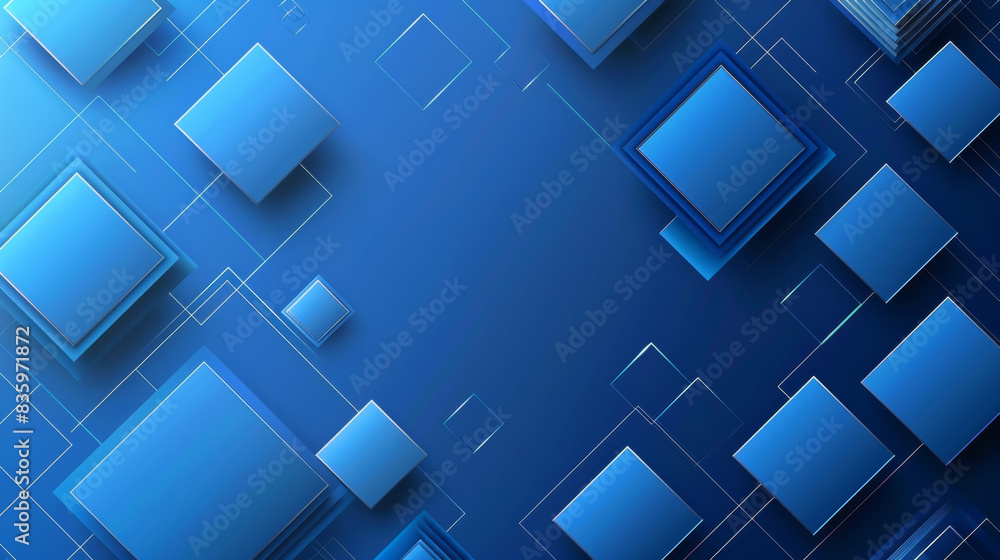 Aufkleber elevate business image with abstract geometric squares on blue gradient background design.