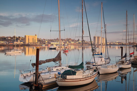 Yachts & reflections on the Mersey River, Tasmania