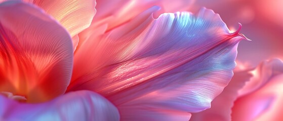 Nocturnal Nectar: Glowing tulip petals bathed in the moon's silvery glow, depicted in an extreme macro composition.